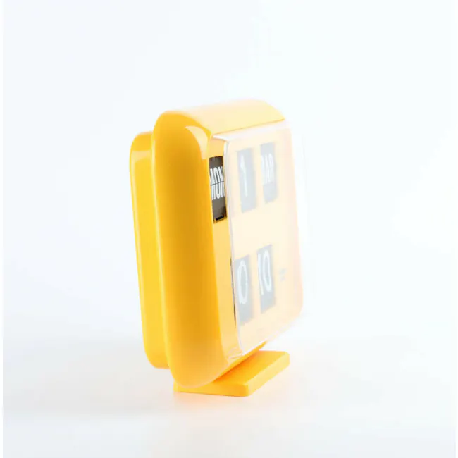 TWEMCO Big Calendar Flip Wall Clock - Yellow - 4 - Digital clock, yellow device, digital display, 12-hour format, countdown
