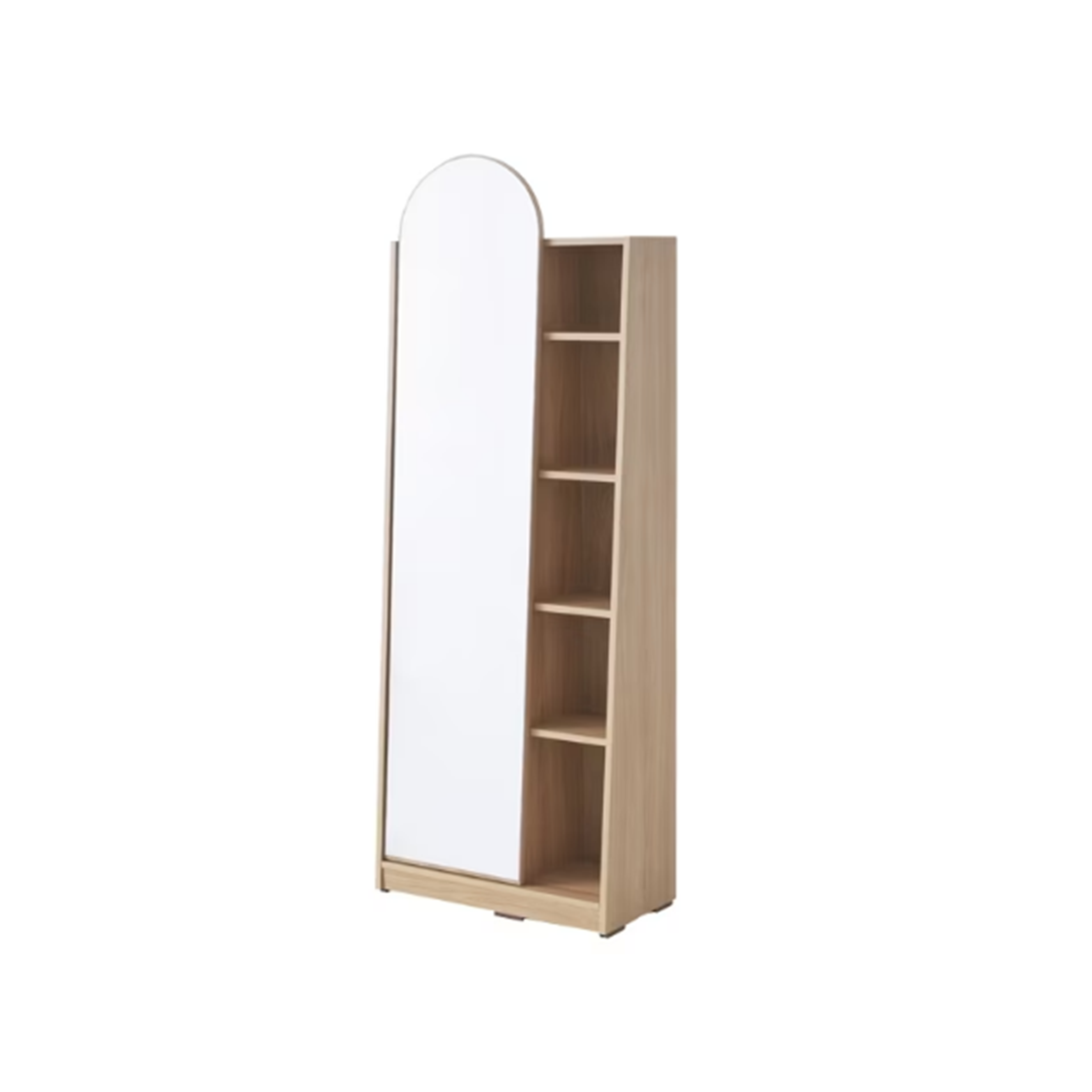 Chelsea Arched Mirror Cabinet with Side Shelf - Maple