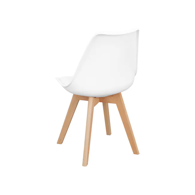 Linnett Chair - Natural, White - 3 - White modern chair, minimalist design, wooden legs, sleek finish, contemporary style