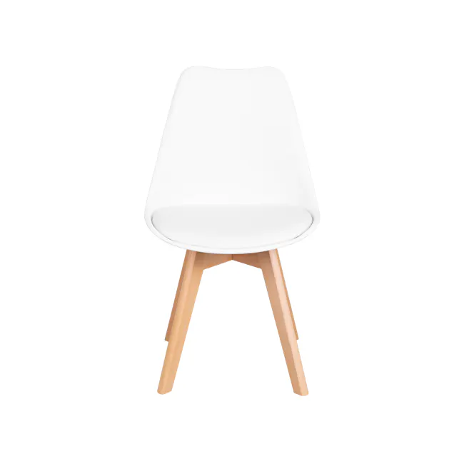 Linnett Chair - Natural, White - 5 - White modern chair, minimalist design, wooden legs, simple structure, clean lines