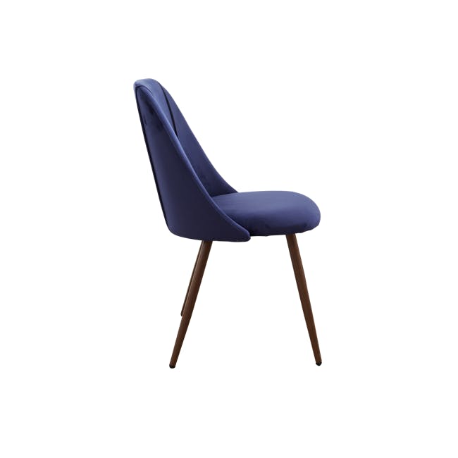 Lana Dining Chair - Walnut, Royal Blue (Velvet) - 3