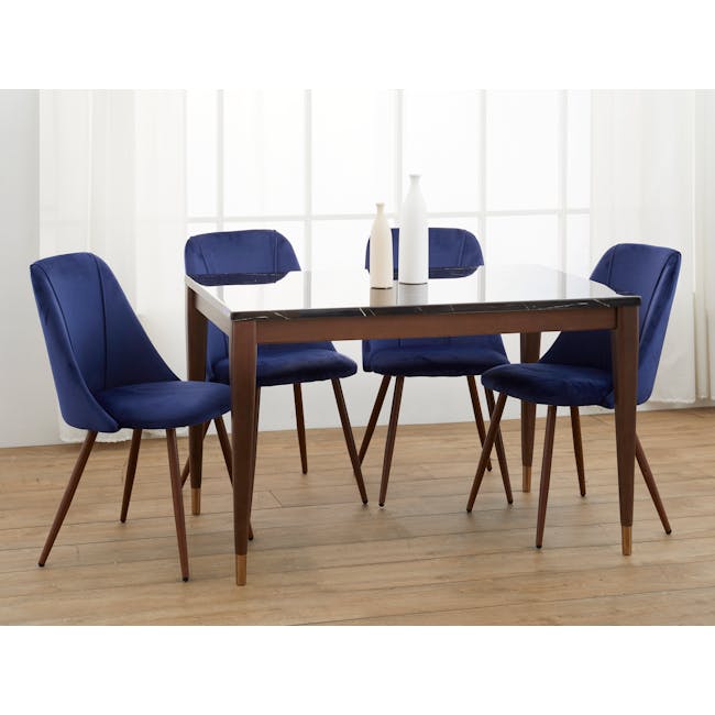 Lana Dining Chair - Walnut, Royal Blue (Velvet) - 1