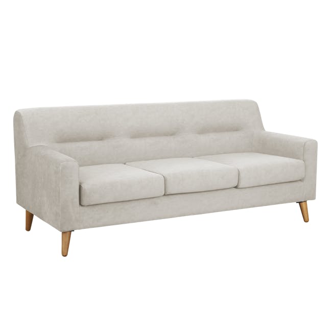 Damien 3 Seater Sofa with Damien 2 Seater Sofa - Sandstorm (Scratch Resistant Fabric) - 2 - Cream upholstered sofa, light