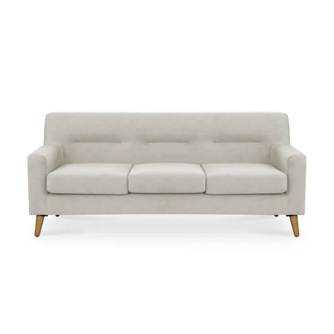 Damien 3 Seater Sofa with Damien Armchair - Sandstorm (Scratch Resistant Fabric) - 6 - Cream upholstered sofa, minimalist