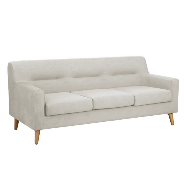 Damien 3 Seater Sofa with Damien Armchair - Sandstorm (Scratch Resistant Fabric) - 7 - Cream upholstered sofa, light beige