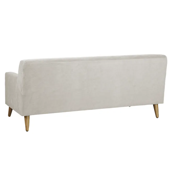 Damien 3 Seater Sofa with Damien Armchair - Sandstorm (Scratch Resistant Fabric) - 8 - Cream upholstered sofa with wooden