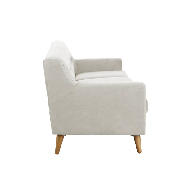 Damien 3 Seater Sofa with Damien Armchair - Sandstorm (Scratch Resistant Fabric) - 9 - Cream upholstered armchair, light