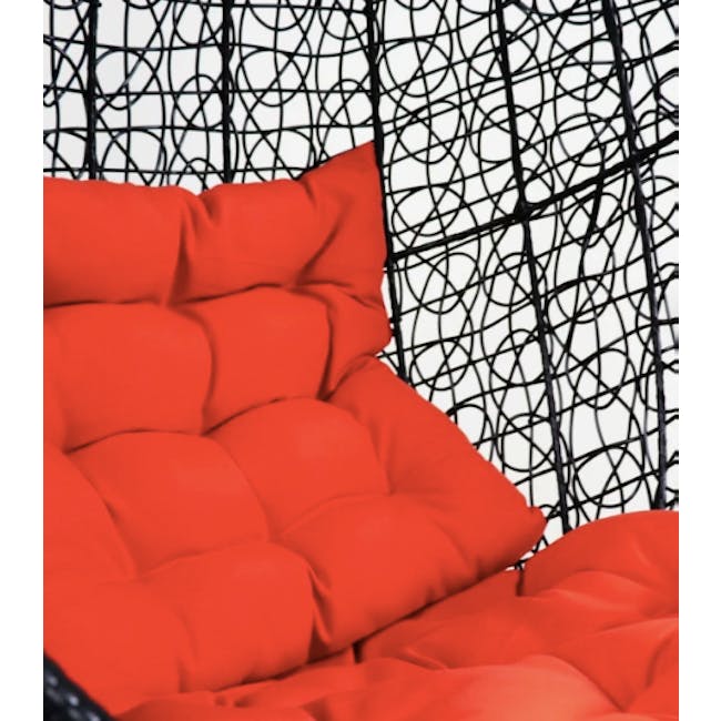 Black Cocoon Swing Chair - Orange Cushion - 2