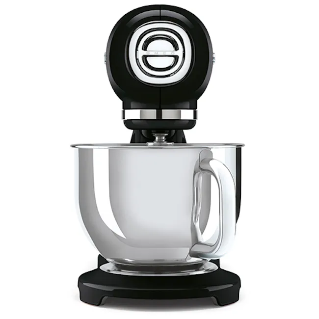 SMEG Stand Mixer Full Colour - Black - 6 - black stand mixer, modern kitchen appliance, stainless steel bowl, glass bowl