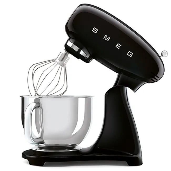 SMEG Stand Mixer Full Colour - Black - 4 - black SMEG electric mixer, whisk attachment, modern kitchen appliance, stainless