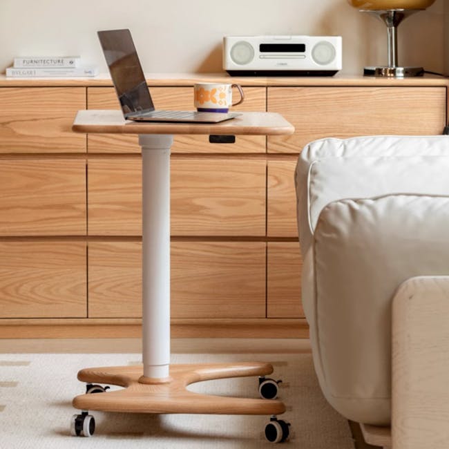 Easton Adjustable Table 0.6m - Oak, White, Easton by HipVan Easton Adjustable Table 0.6m - Oak, White, Easton by HipVan