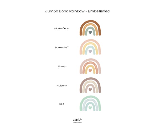 Urban Li'l Boho Jumbo Rainbow Fabric Decal Embellished - Power Puff (3 Sizes) - 1