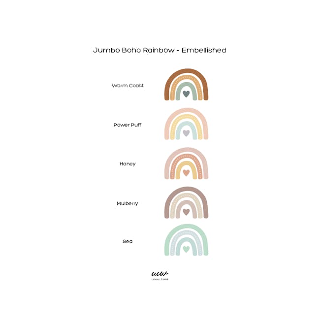 Urban Li'l Boho Jumbo Rainbow Fabric Decal Embellished - Power Puff (3 Sizes) - 1
