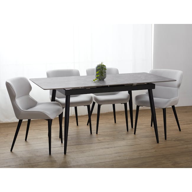 Syla Extendable Dining Table 1.3m-1.6m - Concrete Grey (Sintered Stone) - 1