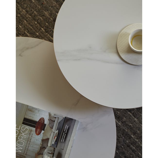 Gael Round Coffee Table 0.85m - White (Sintered Stone) - 11