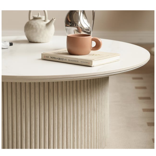 Gael Round Coffee Table 0.85m - White (Sintered Stone) - 8