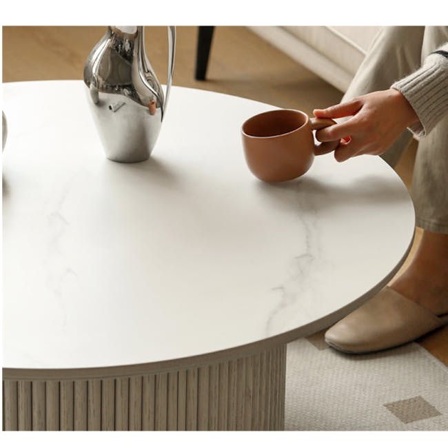 Gael Round Coffee Table 0.85m - White (Sintered Stone) - 9