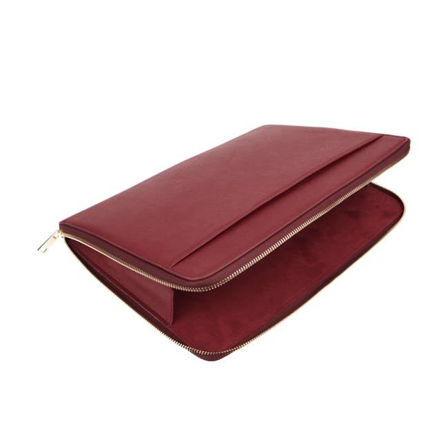 Personalised Saffiano Leather 13" Laptop Sleeve - Burgundy - 4