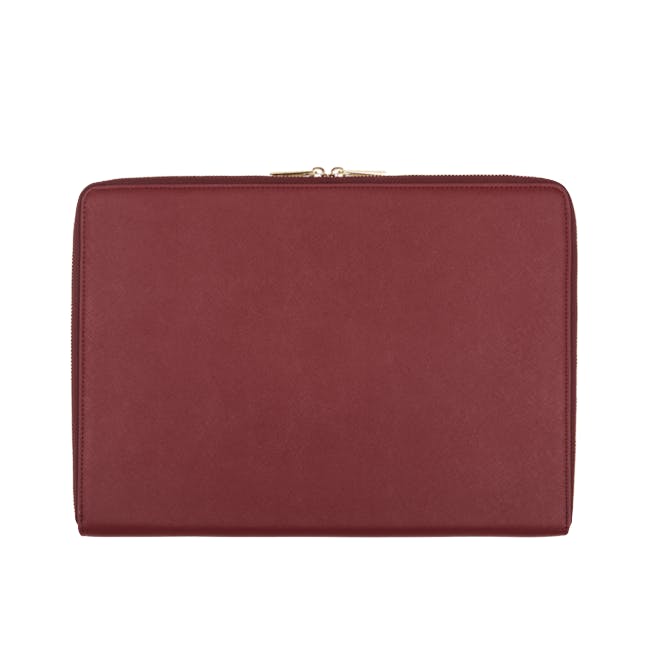 Personalised Saffiano Leather 13" Laptop Sleeve - Burgundy - 5