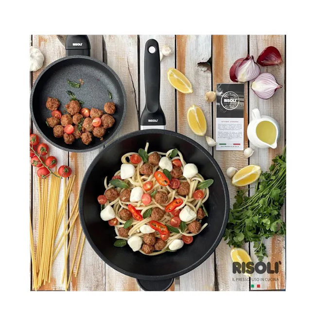 Risoli Frying Pan Blackplus Induction Black Handle (3 Sizes) *Free Kitchen Tools Set* - 3