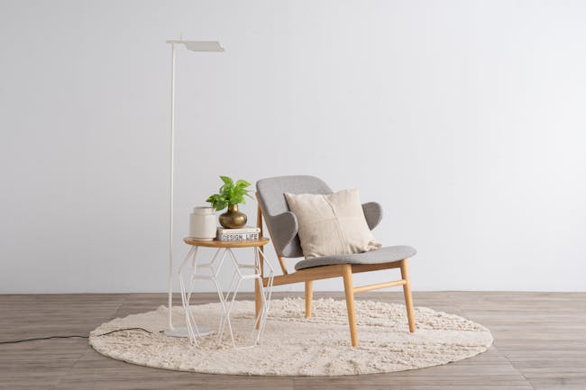Vezel Lounge Chair - Oak, Dolphin Grey (Fabric) - 2