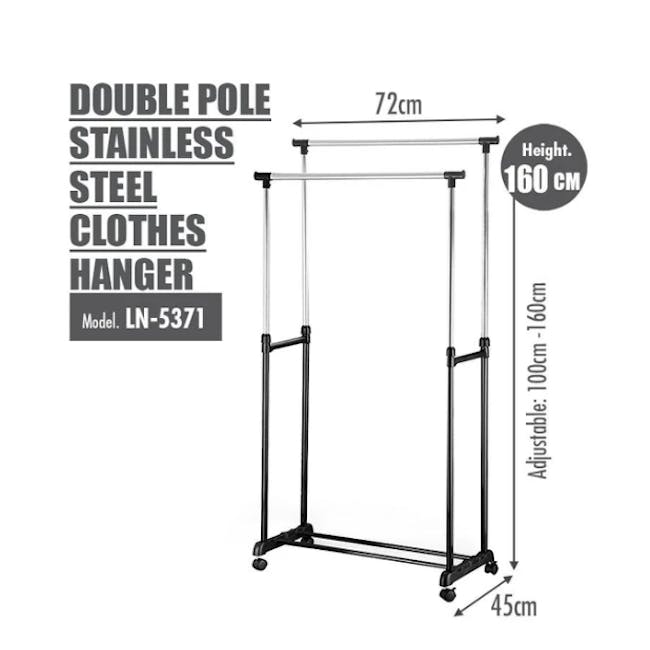 HOUZE Double Pole Stainless Steel Clothes Hanger - 4