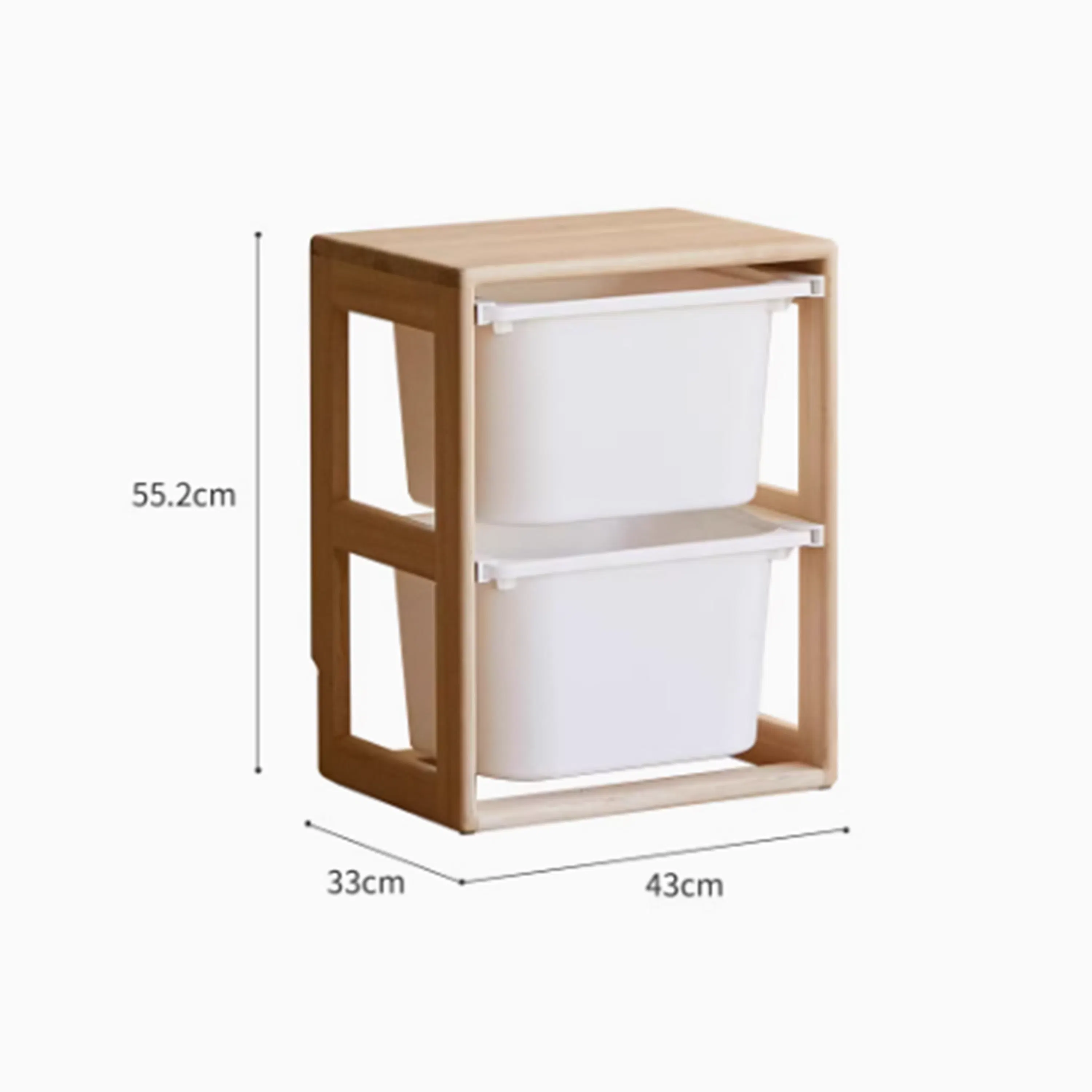 Micah Wooden Kids 2 Tier Storage Cabinet 0.43m - 12 - Wooden cube shelving unit, 2 cm height, 33 cm width, 43 cm depth, 2