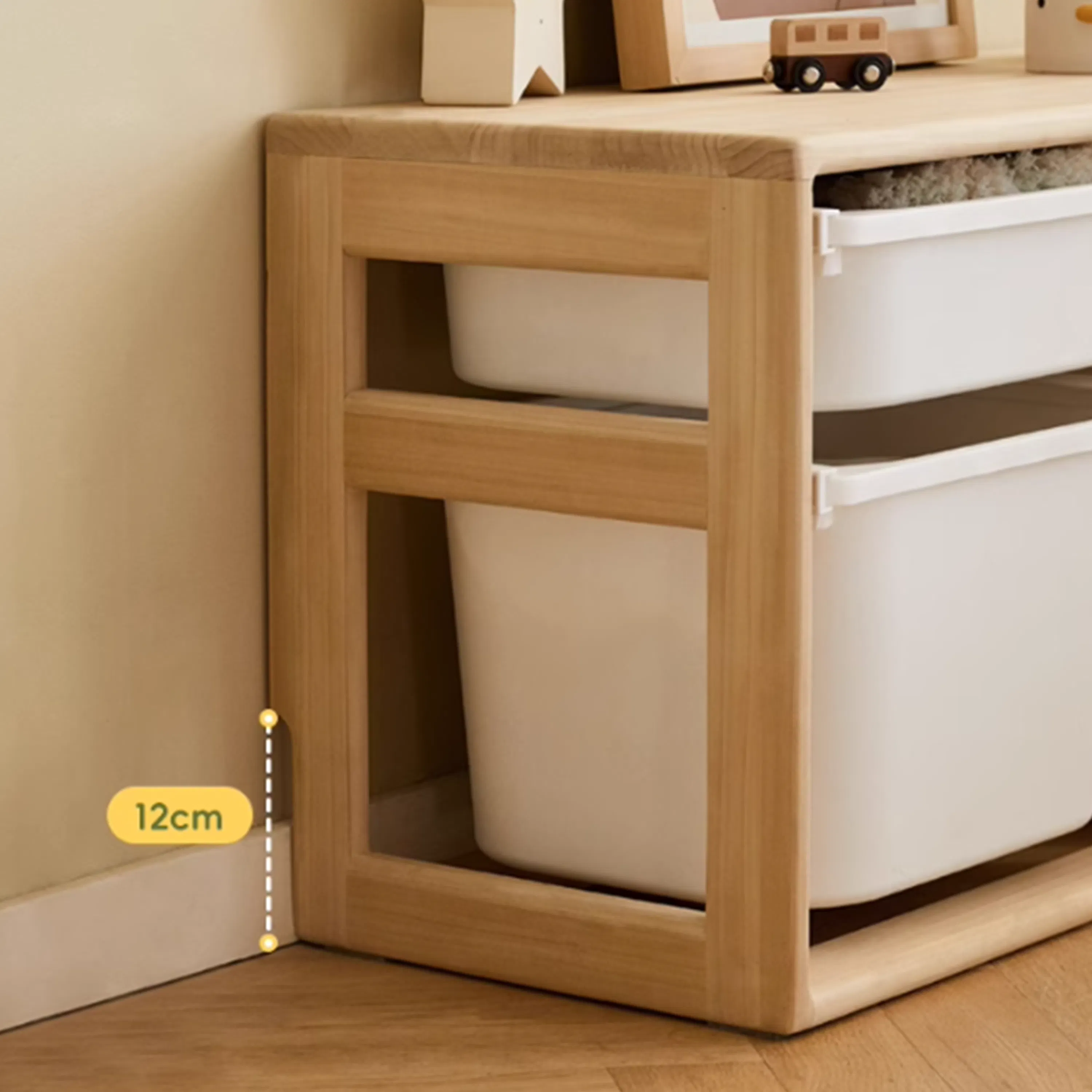 Micah Wooden Kids 2 Tier Storage Cabinet 0.43m - 11 - Wooden storage unit, compact design, wall-mounted shelf, white storage