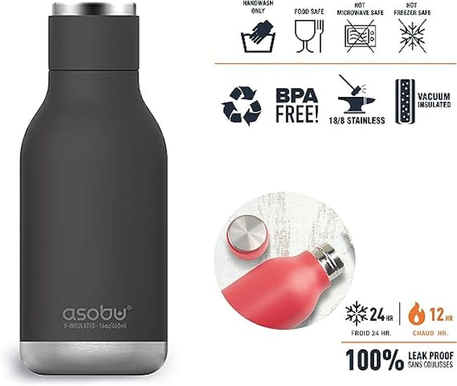 Asobu Puramic Urban Water Bottle 500ml - Black - 2