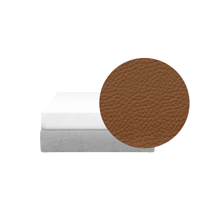 Vera Super Single Box Bed - Tan (Faux Leather) - 1