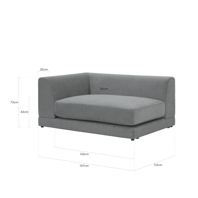 Abby Chaise Lounge Sofa - Stone - 5