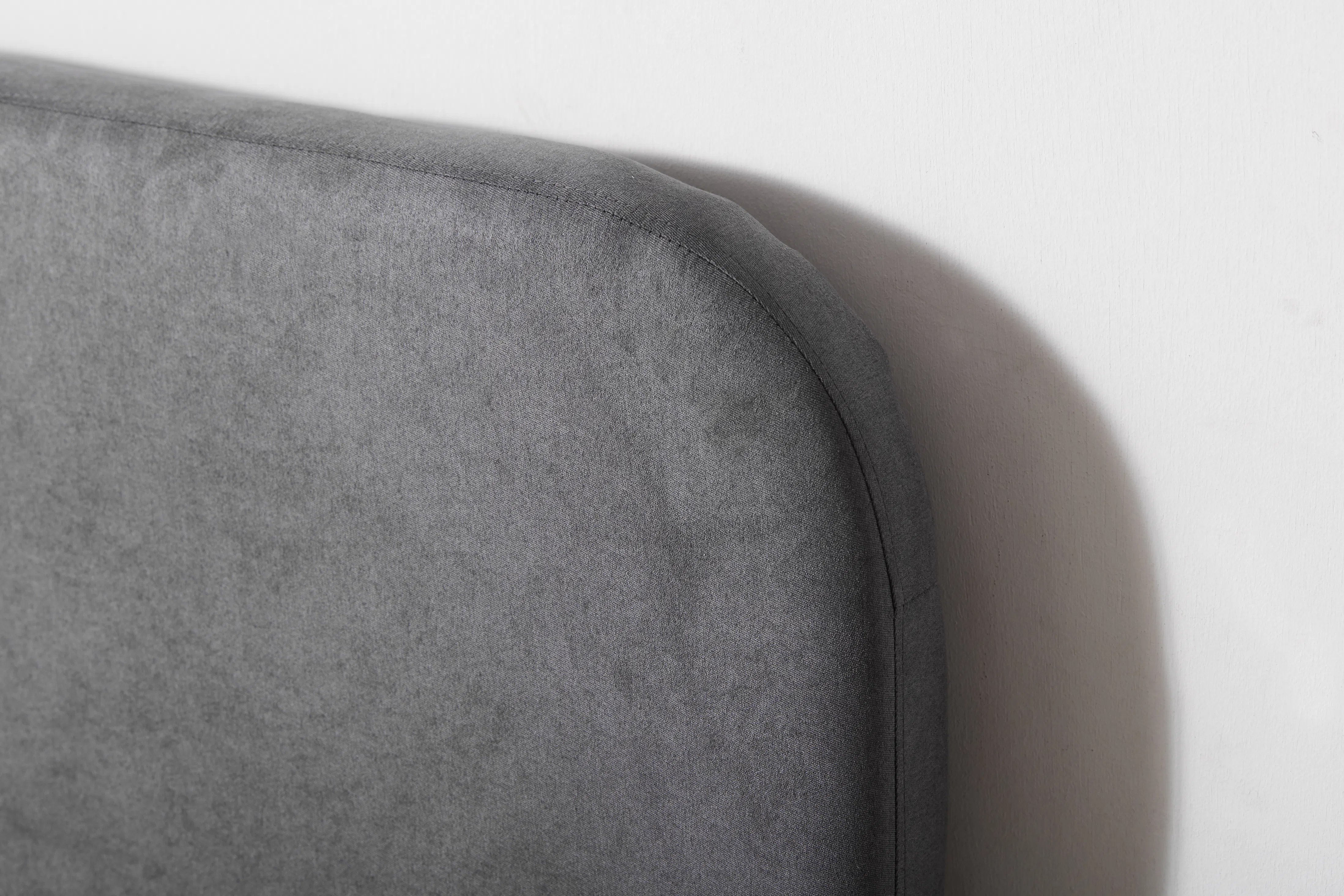 Nolan Single Bed - Hailstorm - 11 - Grey upholstered sofa, soft fabric texture, minimalist design, modern decor, cozy