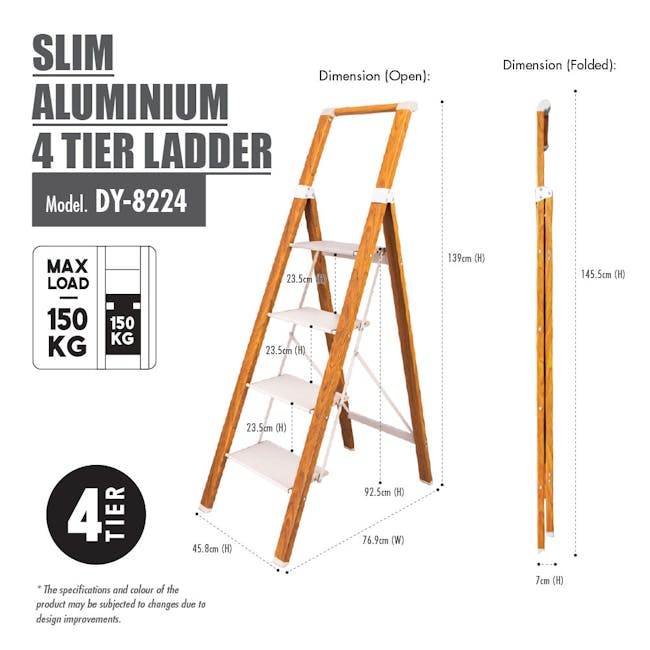 HOUZE LIFE Woodgrain 4 Tier Ladder - 7