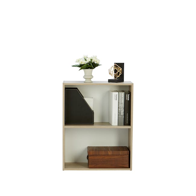 Hitoshi 2-Tier Bookshelf - Natural, White - 1