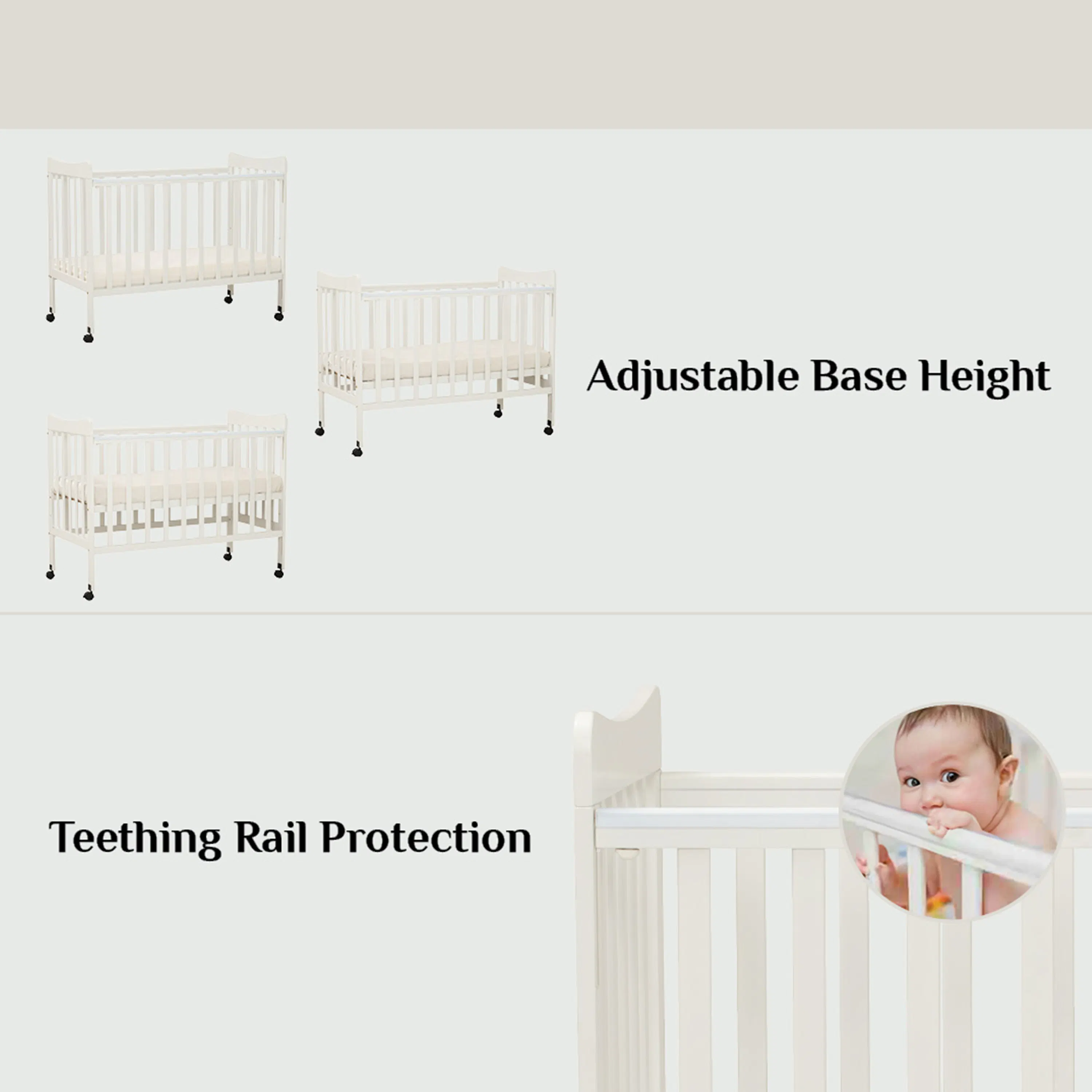 (As-is) Ayla Dropside Baby Cot with Wheels - 23