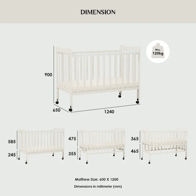 Ayla Dropside Baby Cot with Mattress - 14