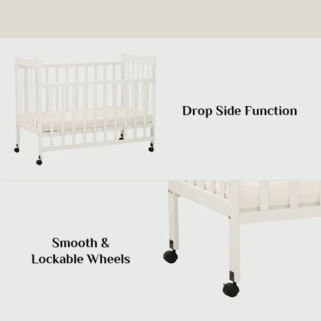 Ayla Dropside Baby Cot with Wheels - 12