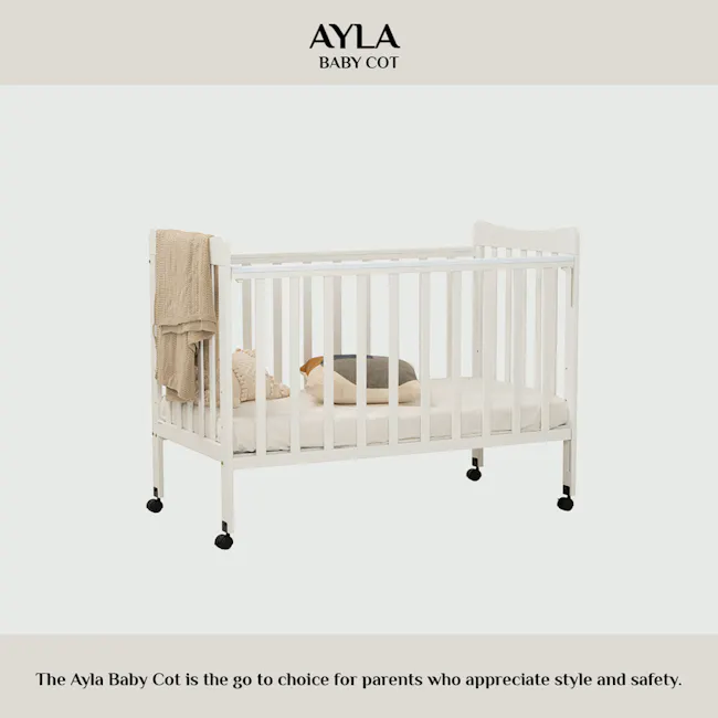 Ayla Dropside Baby Cot with Wheels - 11