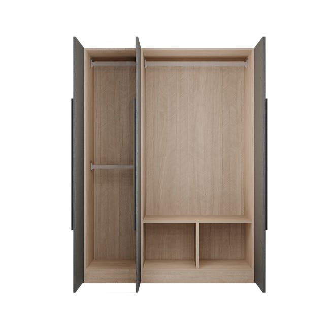 Lucca 3 Door Wardrobe 4 - Graphite Linen, Herringbone Oak - 0