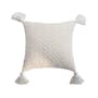 Elly Knitted Cushion Cover with Tassels - Off White - 0