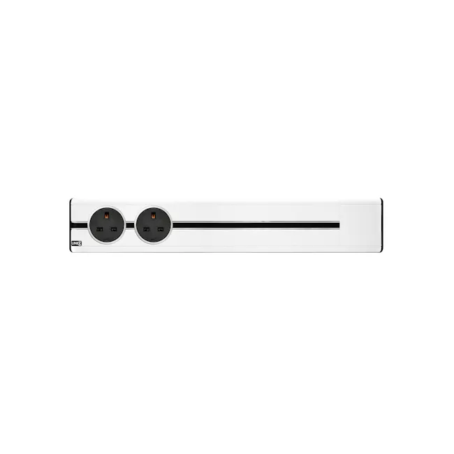 Line8 Power Track 500mm + 2 Adaptors Bundle - Pearl White - 1 - White rectangular device, dual power outlets, sleek design