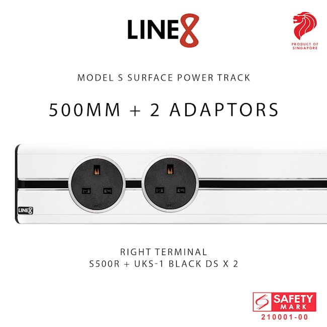 Line8 Power Track 500mm + 2 Adaptors Bundle - Pearl White - 5