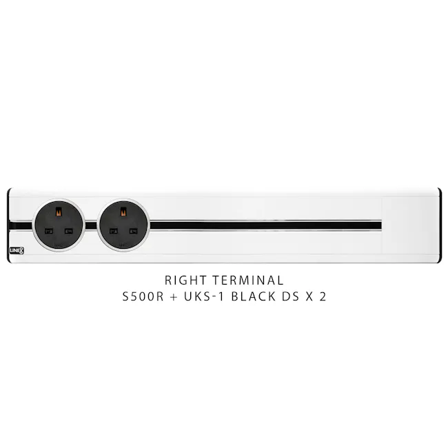Line8 Power Track 500mm + 2 Adaptors Bundle - Pearl White - 2 - Dual Outlet Wall Adapter, Right Terminal Design, UK and EU