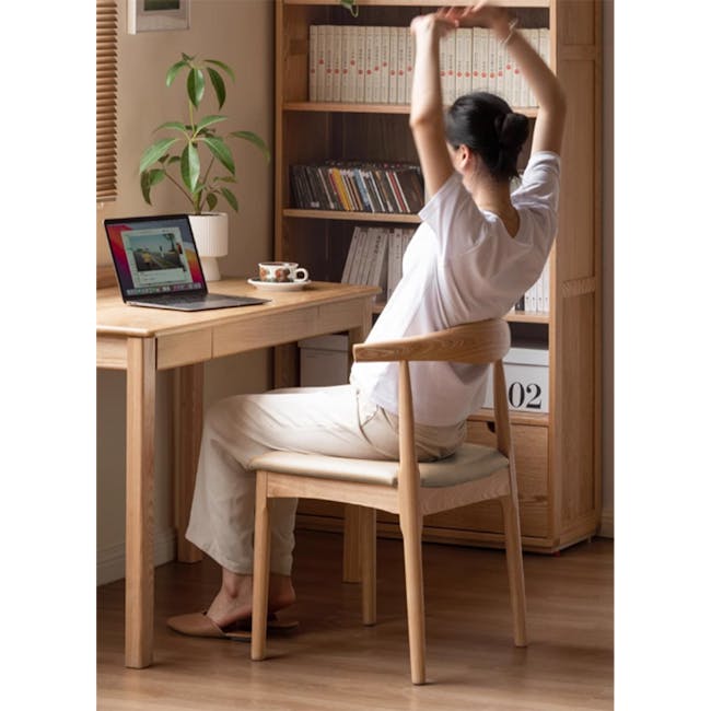 Wayn Chair - Oak, Khaki (Faux Leather) - 5