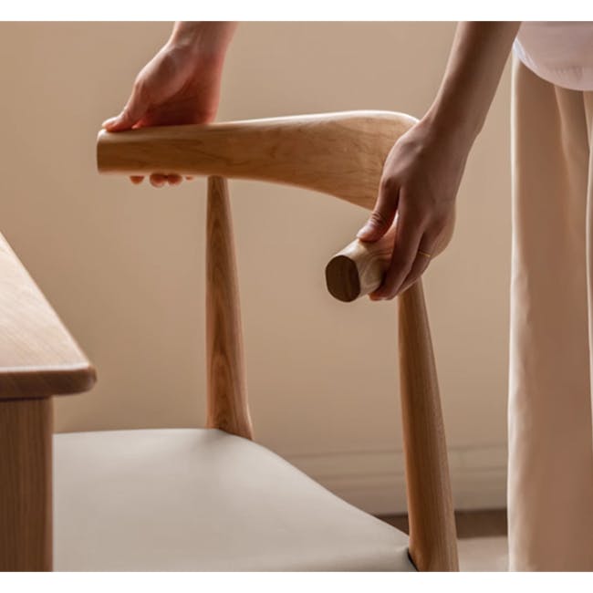 Wayn Chair - Oak, Khaki (Faux Leather) - 6