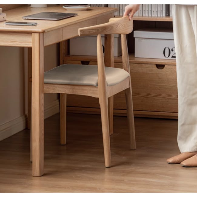 Wayn Chair - Oak, Khaki (Faux Leather) - 8