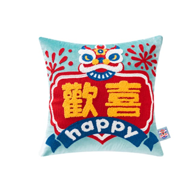 Happy Cushion Cover - Blue - 0