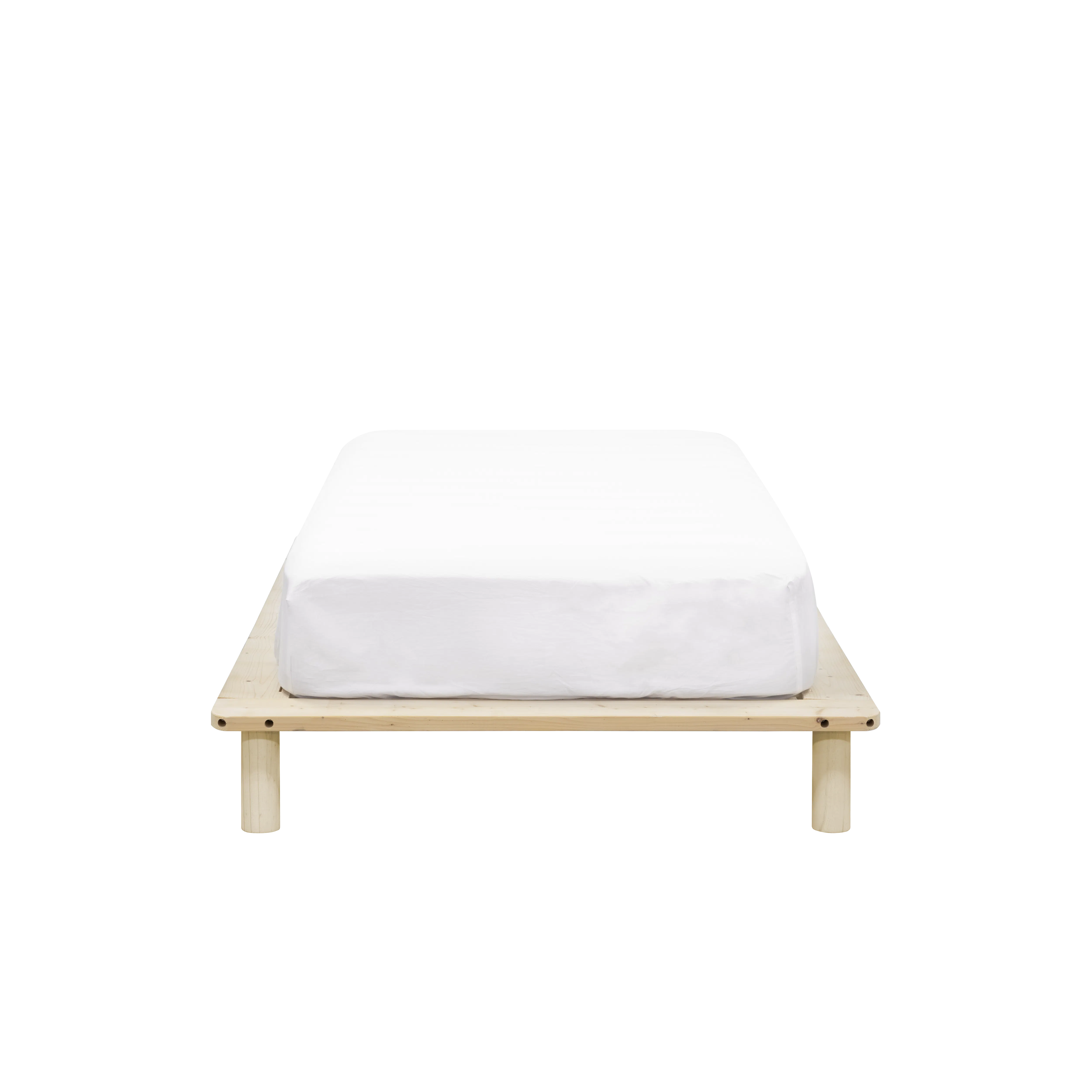 Hiro Single Wooden Platform Bed - 10 - White bed, wooden bed frame, minimalist design, simple decor, clean lines, natural
