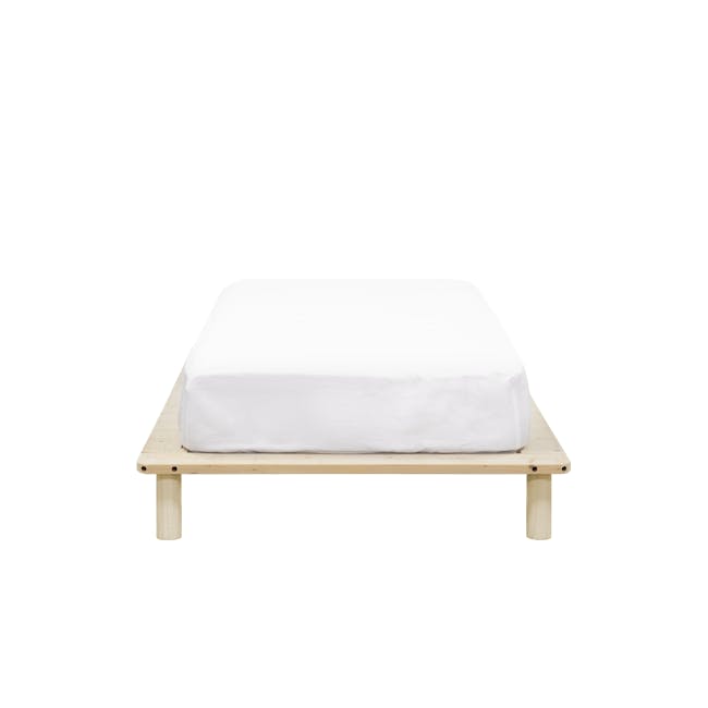 Hiro Single Wooden Platform Bed - 10 - White bed, wooden bed frame, minimalist design, simple decor, clean lines, natural