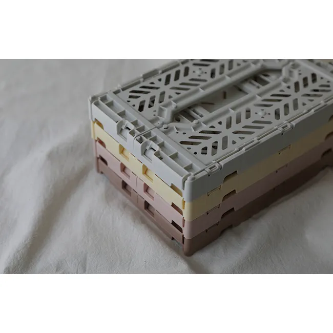 Aykasa Foldable Midibox - Orchid - 2 - Plastic crate, layered compartments, beige and gray colors, textured surface